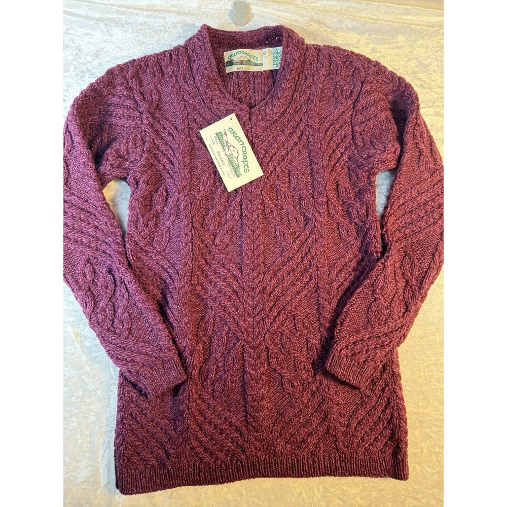 Aran Crafts Sweater Women S 100% Merino Wool Irish Cable Knit Fisherman NWT